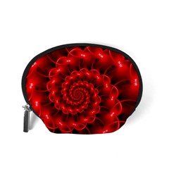 Glossy Red Spiral Fractal Accessory Pouch (Small) from ArtsNow.com Back