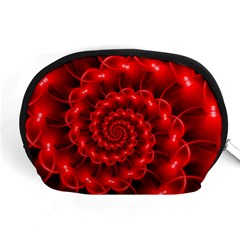 Glossy Red Spiral Fractal Accessory Pouch (Medium) from ArtsNow.com Front