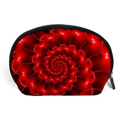 Glossy Red Spiral Fractal Accessory Pouch (Large) from ArtsNow.com Front