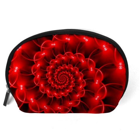 Glossy Red Spiral Fractal Accessory Pouch (Large) from ArtsNow.com Back