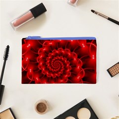 Glossy Red Spiral Fractal Cosmetic Bag (XS) from ArtsNow.com Front