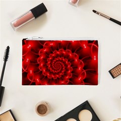 Glossy Red Spiral Fractal Cosmetic Bag (XS) from ArtsNow.com Front