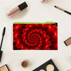 Glossy Red Spiral Fractal Cosmetic Bag (XS) from ArtsNow.com Back