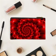 Glossy Red Spiral Fractal Cosmetic Bag (XS) from ArtsNow.com Back