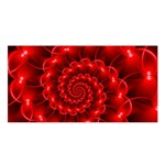 Glossy Red Spiral Fractal Satin Shawl