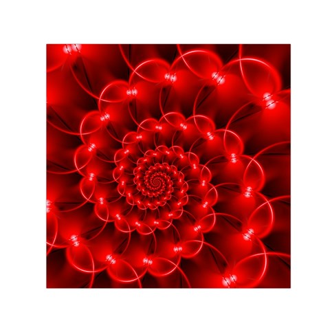 Glossy Red Spiral Fractal Small Satin Scarf (Square) from ArtsNow.com Front