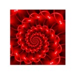 Glossy Red Spiral Fractal Small Satin Scarf (Square)