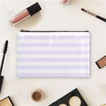 Horizontal Stripes - White and Pastel Violet Cosmetic Bag (M)