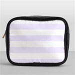 Horizontal Stripes - White and Pastel Violet Mini Toiletries Bag (One Side)