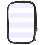 Horizontal Stripes - White and Pastel Violet Compact Camera Leather Case