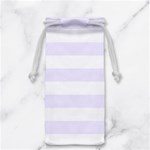 Horizontal Stripes - White and Pastel Violet Jewelry Bag