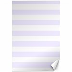 Horizontal Stripes - White and Pastel Violet Canvas 12  x 18 