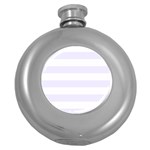 Horizontal Stripes - White and Pastel Violet Hip Flask (5 oz)