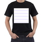 Horizontal Stripes - White and Pastel Violet Men s T-Shirt (Black)