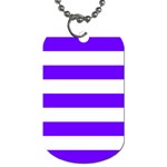 Horizontal Stripes - White and Indigo Violet Dog Tag (Two Sides)