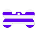 Horizontal Stripes - White and Indigo Violet Dog Tag Bone (Two Sides)