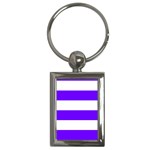 Horizontal Stripes - White and Indigo Violet Key Chain (Rectangle)