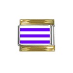 Horizontal Stripes - White and Indigo Violet Gold Trim Italian Charm (9mm)