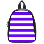 Horizontal Stripes - White and Indigo Violet School Bag (Small)