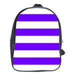 Horizontal Stripes - White and Indigo Violet School Bag (XL)