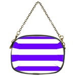 Horizontal Stripes - White and Indigo Violet Chain Purse (One Side)