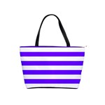 Horizontal Stripes - White and Indigo Violet Classic Shoulder Handbag (Two Sides)