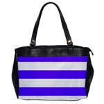 Horizontal Stripes - White and Indigo Violet Oversize Office Handbag (One Side)