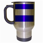 Horizontal Stripes - White and Indigo Violet Travel Mug (Silver Gray)