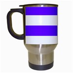 Horizontal Stripes - White and Indigo Violet Travel Mug (White)