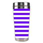 Horizontal Stripes - White and Indigo Violet Stainless Steel Travel Tumbler