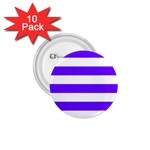 Horizontal Stripes - White and Indigo Violet 1.75  Button (10 pack)