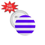 Horizontal Stripes - White and Indigo Violet 1.75  Button (100 pack)