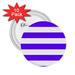 Horizontal Stripes - White and Indigo Violet 2.25  Button (10 pack)