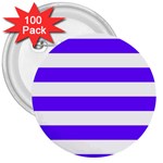 Horizontal Stripes - White and Indigo Violet 3  Button (100 pack)