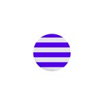 Horizontal Stripes - White and Indigo Violet 1  Mini Magnet