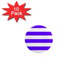 Horizontal Stripes - White and Indigo Violet 1  Mini Magnet (10 pack)