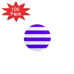 Horizontal Stripes - White and Indigo Violet 1  Mini Magnet (100 pack)