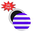 Horizontal Stripes - White and Indigo Violet 1.75  Magnet (100 pack)