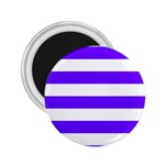 Horizontal Stripes - White and Indigo Violet 2.25  Magnet