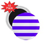 Horizontal Stripes - White and Indigo Violet 2.25  Magnet (10 pack)