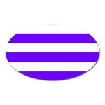 Horizontal Stripes - White and Indigo Violet Magnet (Oval)