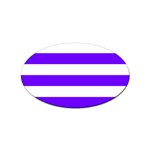 Horizontal Stripes - White and Indigo Violet Sticker Oval (10 pack)