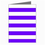 Horizontal Stripes - White and Indigo Violet Greeting Card