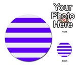 Horizontal Stripes - White and Indigo Violet Multi-purpose Cards (Round)