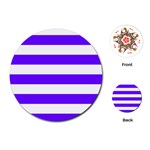 Horizontal Stripes - White and Indigo Violet Playing Cards (Round)