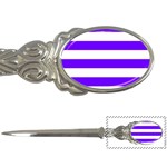 Horizontal Stripes - White and Indigo Violet Letter Opener