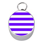 Horizontal Stripes - White and Indigo Violet Silver Compass (Mini)