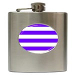 Horizontal Stripes - White and Indigo Violet Hip Flask (6 oz)