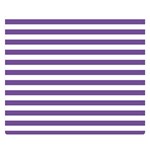 Horizontal Stripes - White and Dark Lavender Violet Double Sided Flano Blanket (Small)