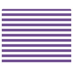 Horizontal Stripes - White and Dark Lavender Violet Double Sided Flano Blanket (Medium)